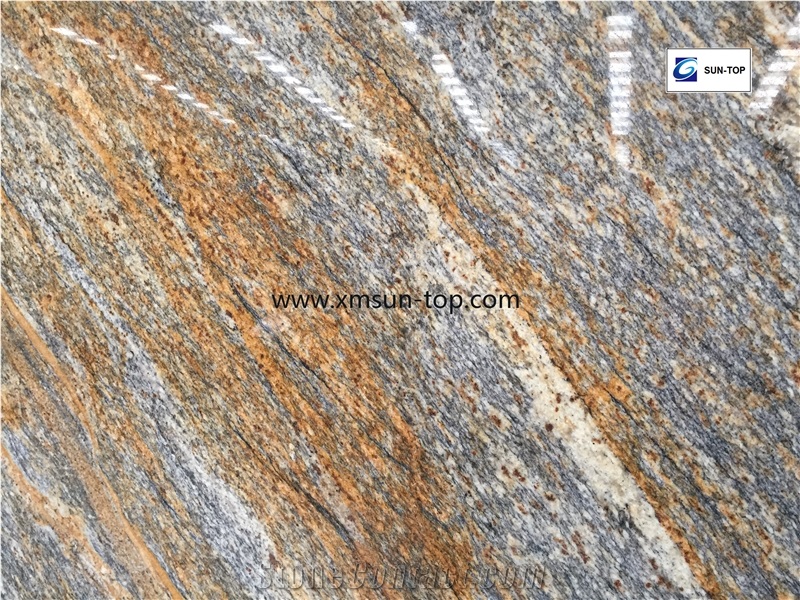 Juparana Golden Wave Granite Big Slab, Juparana Wave Granite Tile&Slab, Gold Wave Granite, Yellow Granite, Juparana Gold Wave Granite Polished Gangsaw Slab&Customized