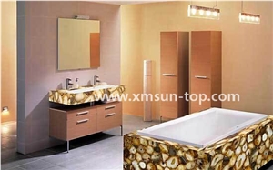 Light Brown Agate Semi-Precious Stone Bathtubs Surround/Semiprecious Bathtubs Panels