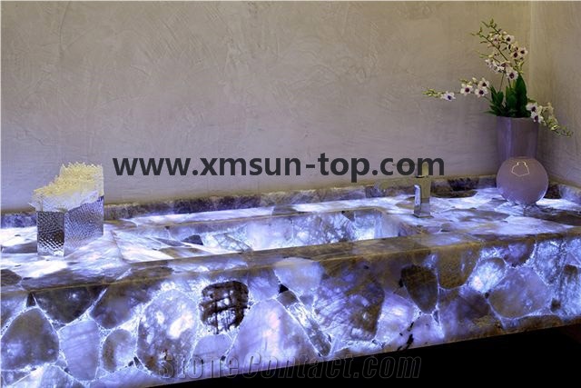 Light Purple Semiprecious Bathroom Countertops/Lilac Semi Precious Vanity Tops/Custom Vanity Tops/Bathroom Vanity Tops/Engineered Stone Bathroom/Interior Decoration