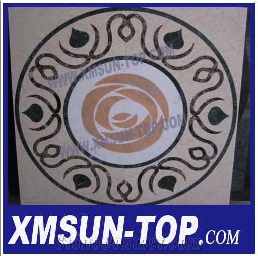 Multicolor Waterjet Tabletops/Waterjet Pattern Inlay Mosaic Tabletops/Marble Waterjet Medallion Table Top/Polished Tabletops/Square Desktop/Natural Stone Work Tops