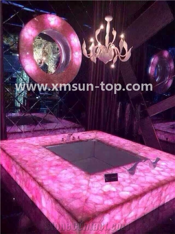 Pink Semi-Precious Stone Bathtubs Surround/Semiprecious Bathtubs Panels