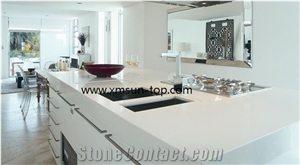Pure White Quartz Kitchen Countertop, Artificial Quartz Tops, Engineered Quartz Stone Countertop, Snow White Fabrication&Island Top&Bench Top&Custom Countertops