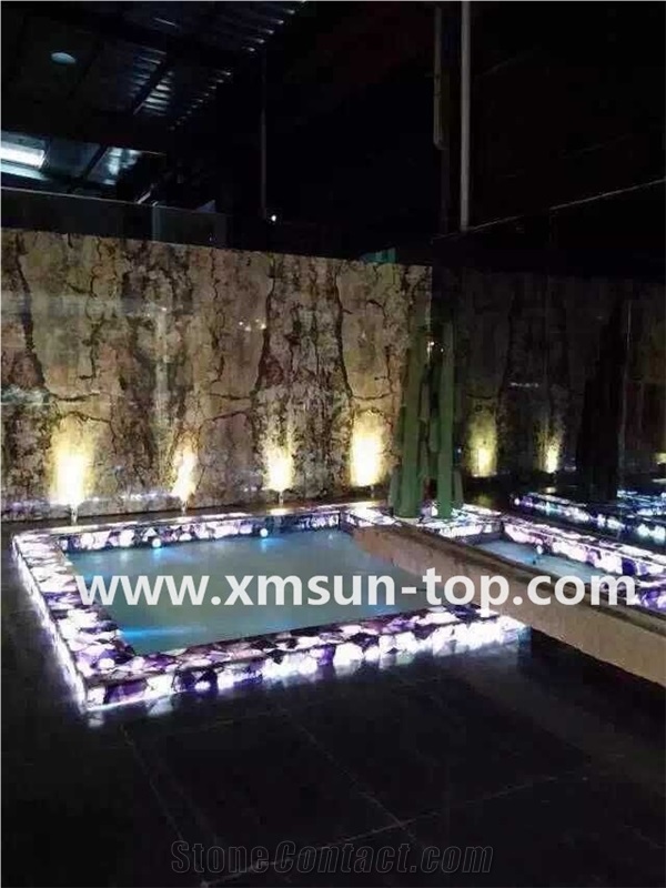 Purple Semi-Precious Stone Bathtubs Surround/ Lilac Semiprecious Bathtubs Panels