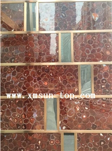 Red Agate Semiprecious Stone Wall Tile/Red Semi Precious Stone Walling/Red Building Stone/Exterior Decoration/ Wall Tile for Hotel& Villa