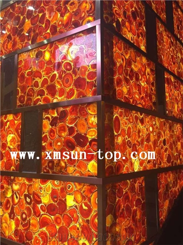 Red Agate Semiprecious Stone Wall Tile/Red Semi Precious Stone Walling/Red Building Stone/Exterior Decoration/ Wall Tile for Hotel& Villa