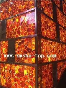 Red Agate Semiprecious Stone Wall Tile/Red Semi Precious Stone Walling/Red Building Stone/Exterior Decoration/ Wall Tile for Hotel& Villa