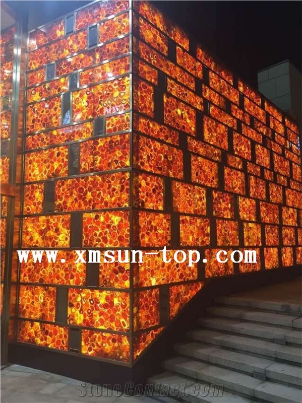 Red Agate Semiprecious Stone Wall Tile/Red Semi Precious Stone Walling/Red Building Stone/Exterior Decoration/ Wall Tile for Hotel& Villa