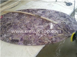 Semi-Precious Stone Table Tops/Lilac Reception Counter/Semiprecious Stone Reception Desk/Work Top/Round Table Tops/Polished Desktops/Interior Stone