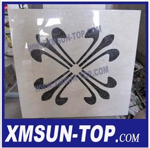 White and Black Waterjet Medallions/Square Medallions/Floor Medallions/Inlayed Medallion/Home Decoration/Exterior & Interior Decoration