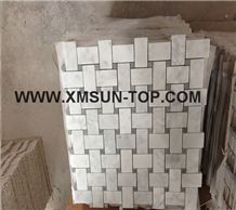 White Marble Basketweave Mosaic/Polished Mosaic/Stone Mosaic/Wall Mosaic/Floor Mosaic/Interior Decoration/Customized Mosaic Tile/Mosaic Tile for Bathroom&Kitchen&Hotel Decoration/Linear Strips Mosaic