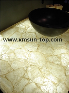White Semiprecious Bathroom Countertops/ Semi Precious Vanity Tops/Custom Vanity Tops/Bathroom Vanity Tops/Engineered Stone Bathroom/Interior Decoration