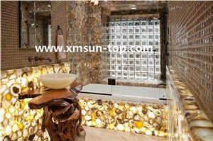 Yellow Agate Semi-Precious Stone Bathtubs Surround/Semiprecious Bathtubs Panels