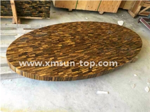 Yellow Tiger Eye Semi-Precious Stone Table Tops/Dark Yellow Semiprecious Stone Reception Desk/Agate Work Top/Round Table Tops/Solid Surface Table Tops/Polished Desktops/Interior Stone Yellow Tiger Eye Semi-Precious Stone Table Tops/Dark Yellow Semiprecious Stone Reception Desk/Agate Work Top/Round Table Tops/Solid Surface Table Tops/Polished Desktops/Interior Stone
