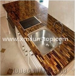 Yellow Tiger Eye Semiprecious Stone Kitchen Countertops/Semi Precious Kitchen Worktops/Engineered Stone Countertop/Custom Countertops/Kitchen Desk Tops