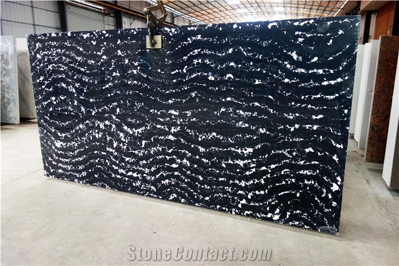Black Quartz Slab / Quartz Floor Tiles / Quartz Stone for Kitchen Countertop / Quartz Floor Tiles