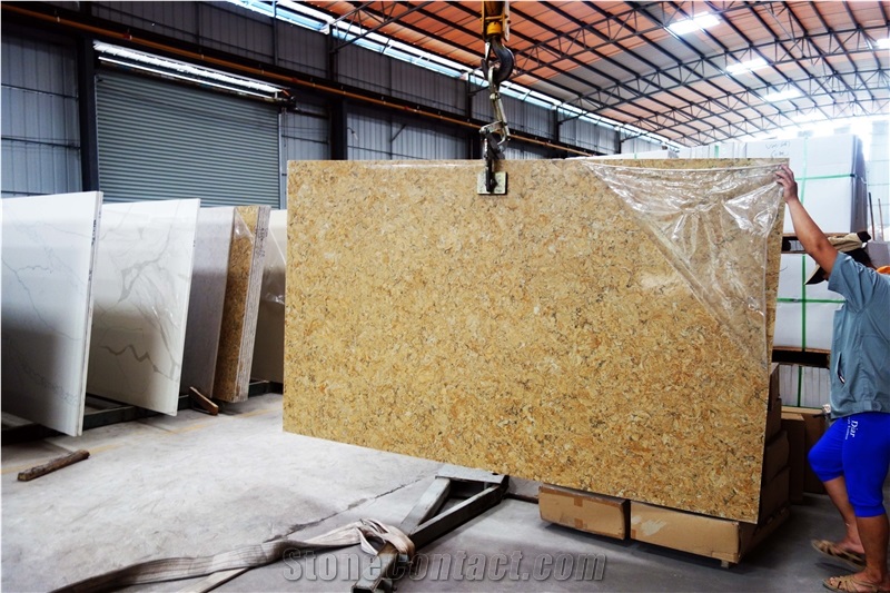 Yellow Quartz Slab /Quartz Tiles /Artificial Quartz / Quartz Floor Tile / Quartz Wall Tile / Quartz Kitchen Countertop/Q712