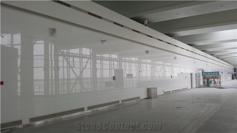 Luxurious Super White Airport Wall Covering Nano Crystal Slabs