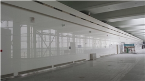 Luxurious Super White Airport Wall Covering Nano Crystal Slabs