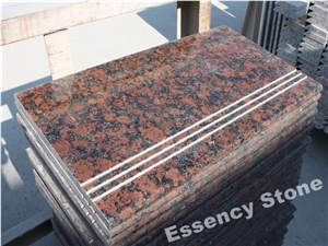 Carmen Red Granite Stair with Round Edge and Grooves,Virolahti Granite Steps Staircase
