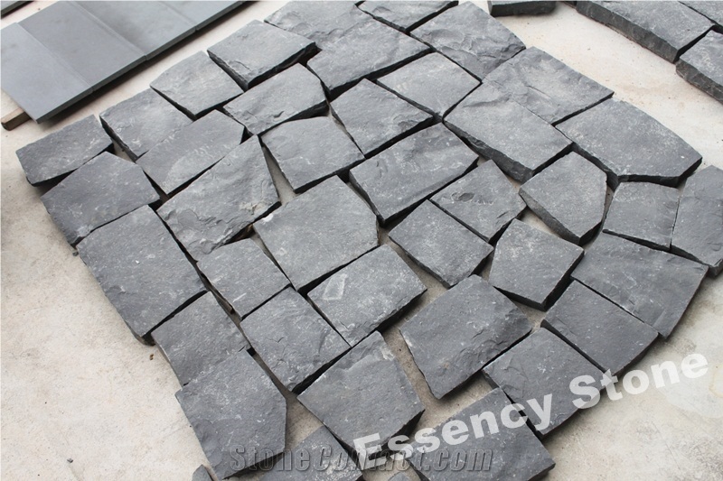 Zhangpu Black Basalt Flagstone,Black Basalt Crazy Paving Stone,Landscaping Road Pavers