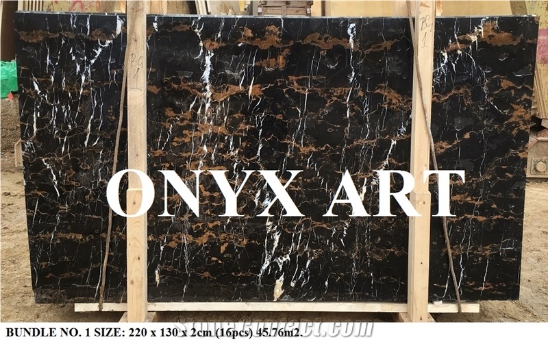 Black & Gold Polished Slabs