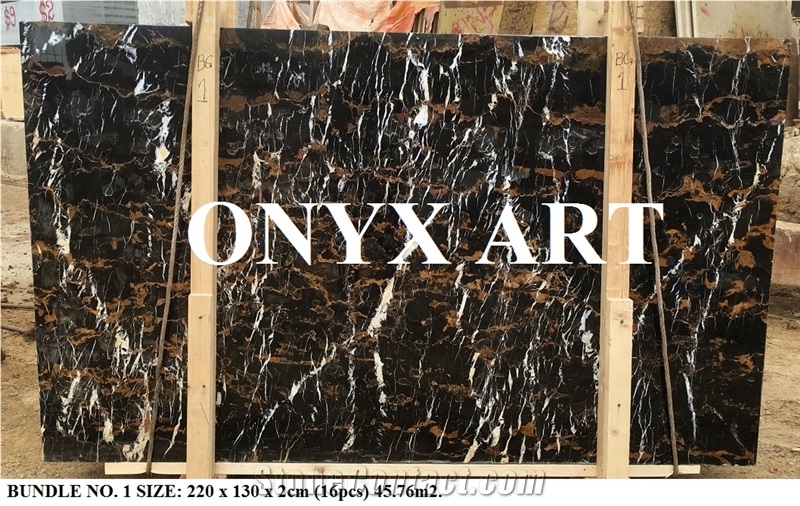 Black & Gold Polished Slabs