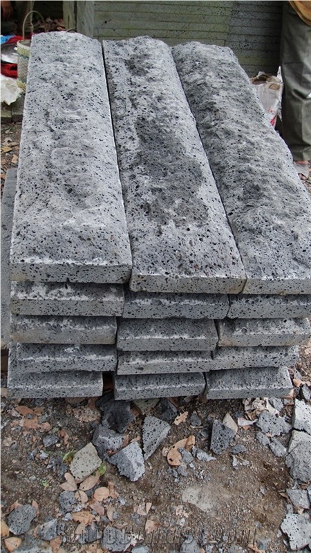China Black / Black Basalt/ Basaltina / Basalto/ Dark Basalt / Hainan Black / Hainan Black Basalt/ Tiles/ Walling/ Flooring/  Wall tiles / Slabs / Covering / Lava / Lava big hole / Hole Basalt / Hole