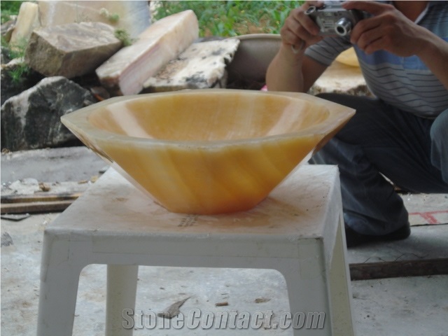 Natural Stone Butter Scotch Onyx Wash Basin