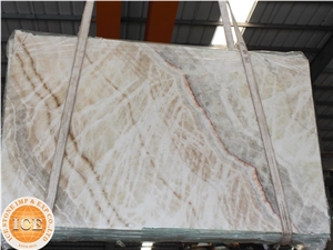 Beige Color Onyx Bookmatch Slab for Tv Background
