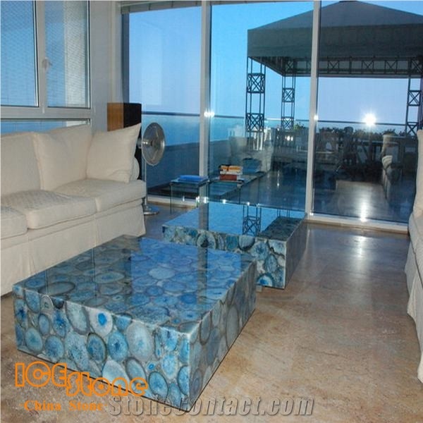 Blue Agate Countertop /Blue Agate Gemstone Table / Blue Agate Semi Precious Stone Panels/Blue Semiprecious Stone