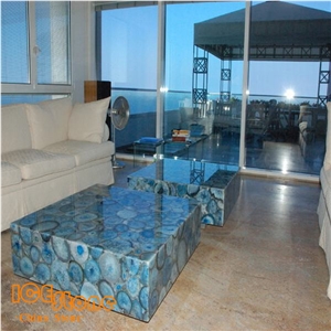 Blue Agate Table Backlit /Blue Agate Semi Precious Table Tops /Blue Agate Gemstone