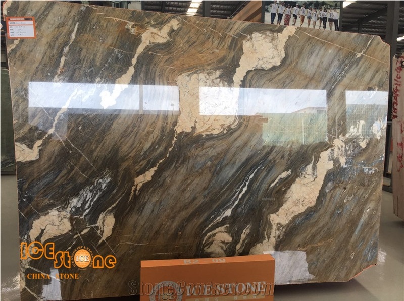 China Barcelona Gold Brecce Bergerac Golden Time Polished Book-Match Slab&Tile Top Quality Building Material for Floor Wall Project Factory