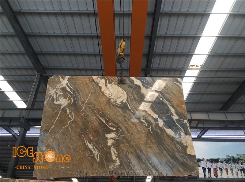 China Barcelona Gold Brecce Bergerac Golden Time Polished Book-Match Slab&Tile Top Quality Building Material for Floor Wall Project Factory