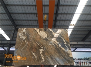 China Barcelona Gold Brecce Bergerac Golden Time Polished Book-Match Slab&Tile Top Quality Building Material for Floor Wall Project Factory