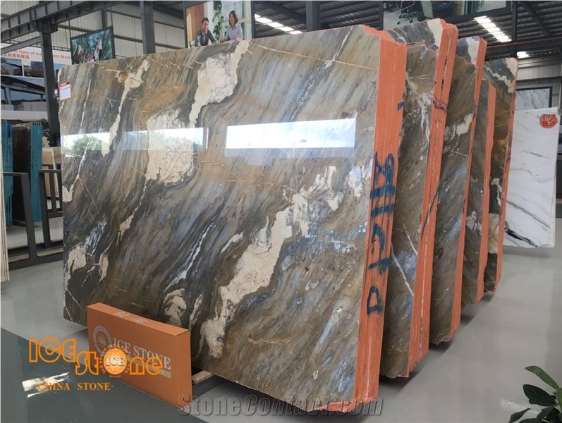 China Barcelona Gold Brecce Bergerac Golden Time Polished Book-Match Slab&Tile Top Quality Building Material for Floor Wall Project Factory
