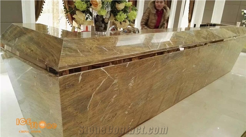 China Barcelona Gold Brecce Bergerac Golden Time Polished Book-Match Slab&Tile Top Quality Building Material for Floor Wall Project Factory