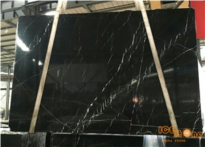 China Nero Black Polished Marquina Marble Tiles & Slabs/Guangxi/Wall Covering/Floor/Spain Pattern/Big Quantity/Cheap/Project