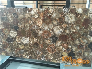 China Peterified Backlit Semi-Precious/Lapiz/Crystal/Tiger Eyes Stone Slabs & Tiles/Luxious/Wall/Flooring/Polished/Gemstone/Desk/Table