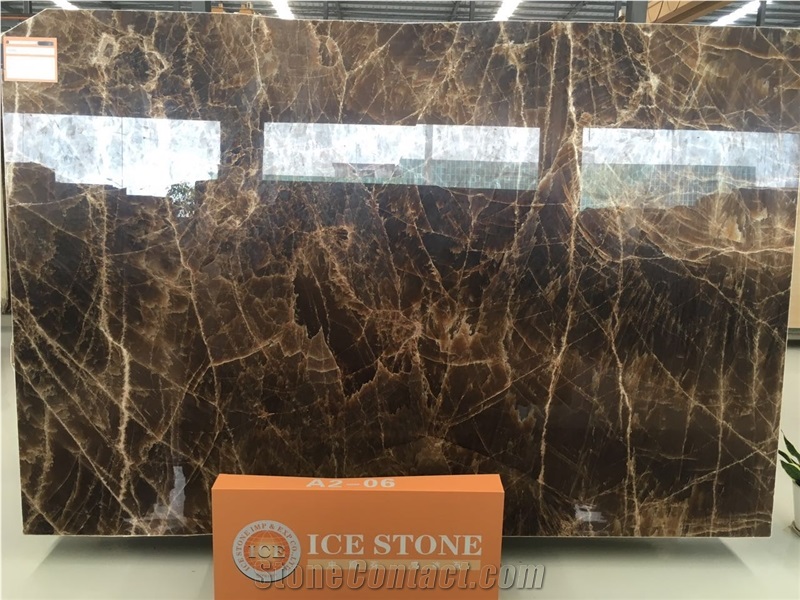 China Polished Brown Onyx Crystal Transparency Golden Onyx from China Brown Slab Tiles for Wall Covering Villa Luxury Decoration Indoor