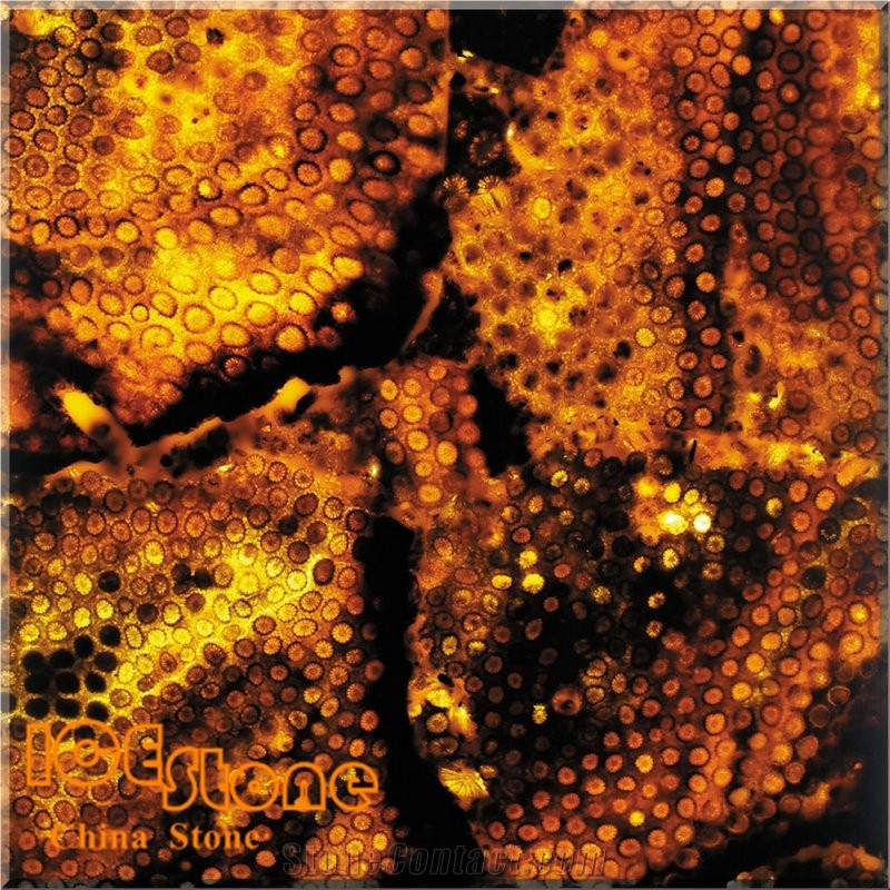 Chrysanthemum Stone Blacklit Semi Precious Stone Panels Slabs & Tiles