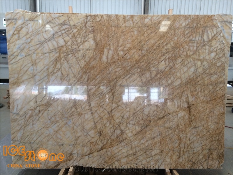 Golden Babylon Spider Gold Marble Slabs Floor Covering Tiles Blocks Van Gogh Basin Wall Cladding