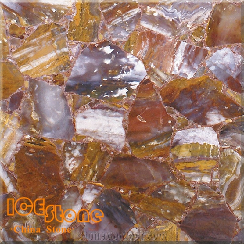 Ink Painting Agate Precious Stone Slabs Backlit