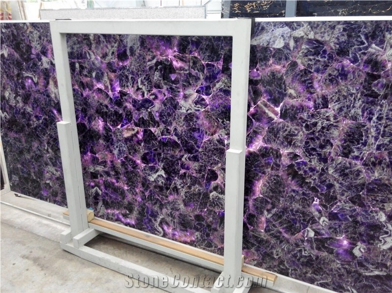 Luxurious Building Material Semiprecious Stone Amethyst Slab