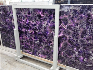 Luxurious Building Material Semiprecious Stone Amethyst Slab