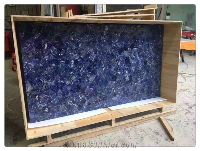 Luxury Back-Lit Blue Semiprecious Stone Gemstone Big Slab Price
