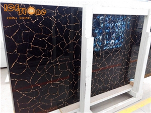 Obsidian Black Simiprecious Stone/Chinese Black Precious Stone Slabs Tiles/Gemstone Slabs