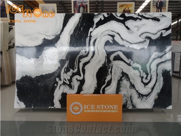 Own Quarry Factory China Panda White Marble Tile&Slab,Chinese,Polished for Feature Wall,Landscape Pattern,Bookmatch,Cover,Tv Set