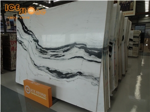 Own Quarry Factory China Panda White Marble Tile&Slab,Chinese,Polished for Feature Wall,Landscape Pattern,Bookmatch,Cover,Tv Set