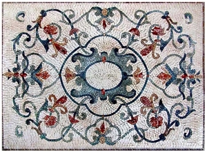 Square Marble Medallion Flower Pattern Marble Mosaic Tiles