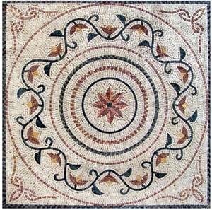 Square Marble Medallion Flower Pattern Marble Mosaic Tiles